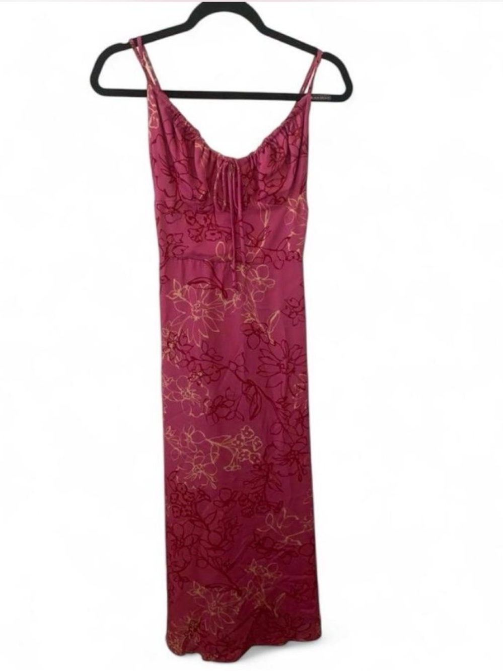 RESA Pink Floral Maxi Slip Dress with Gold Accents
